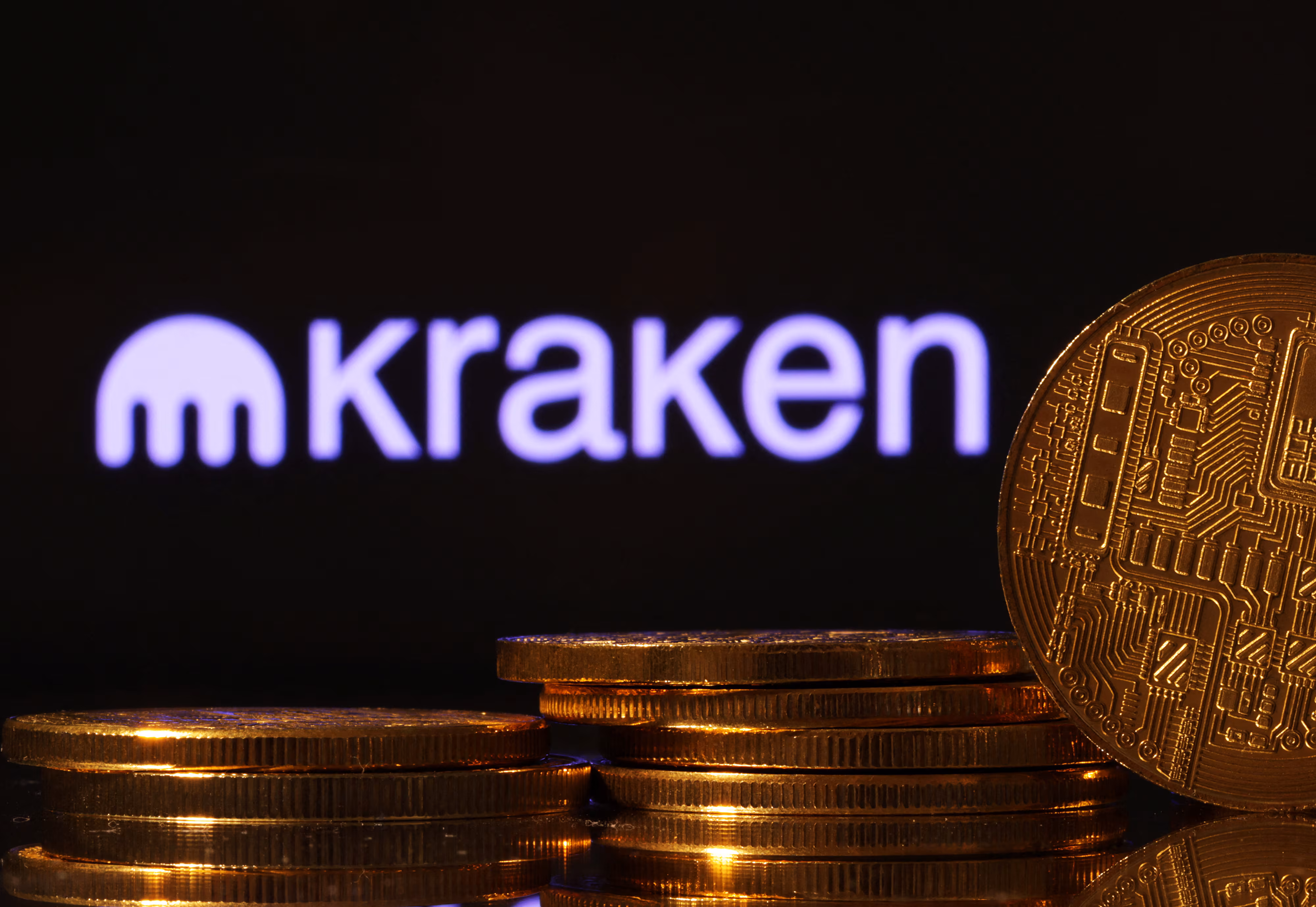 Kraken trading interface with blockchain elements